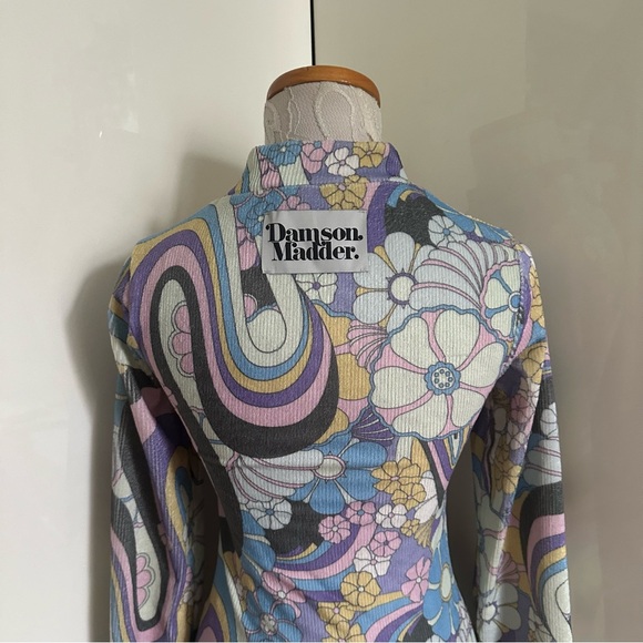 NWT UO Damson Madder Peggy Psychedelic Rib Top in Purple Multi sz 4 - Picture 8 of 12
